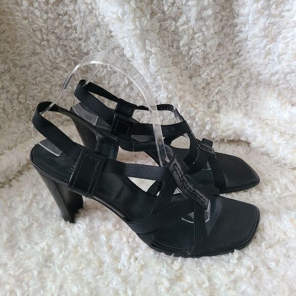 Stuart Weitzman Y2K Square Toe Strappy Heeled Sandals sz‎ 9.5 - Picture 1 of 11